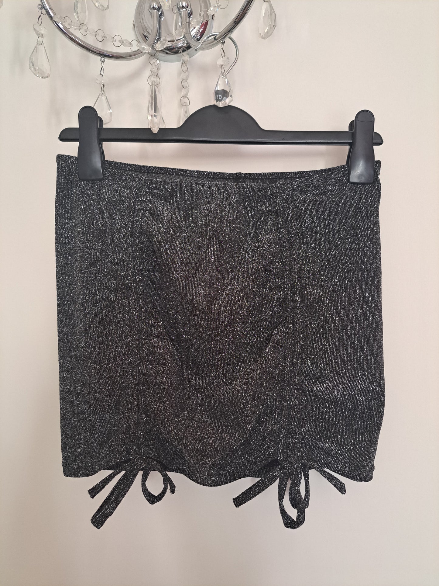 Strapless Glitter Ruched Boob Top & Skirt Co Ord Set