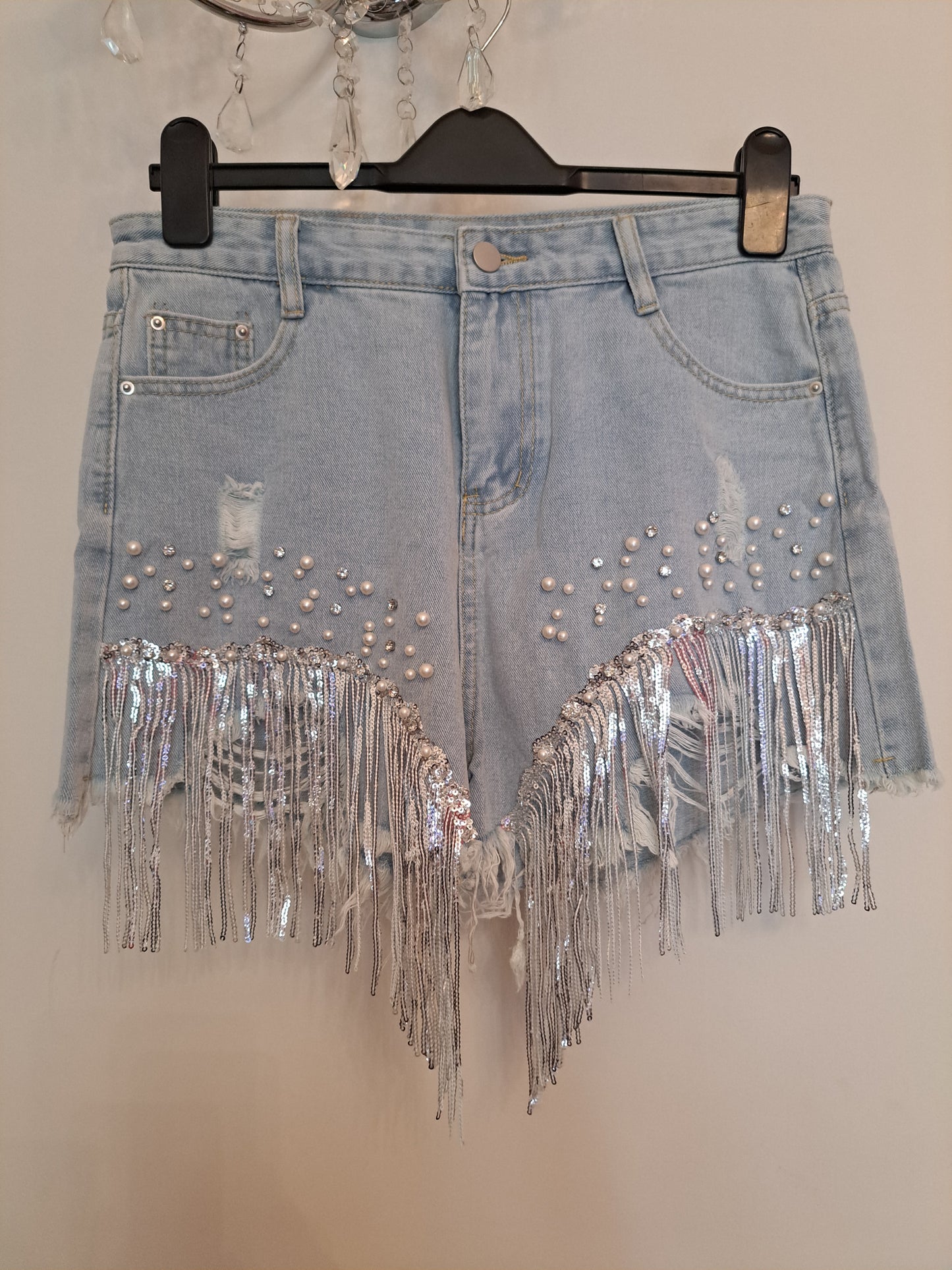 Embellished Denim Shorts