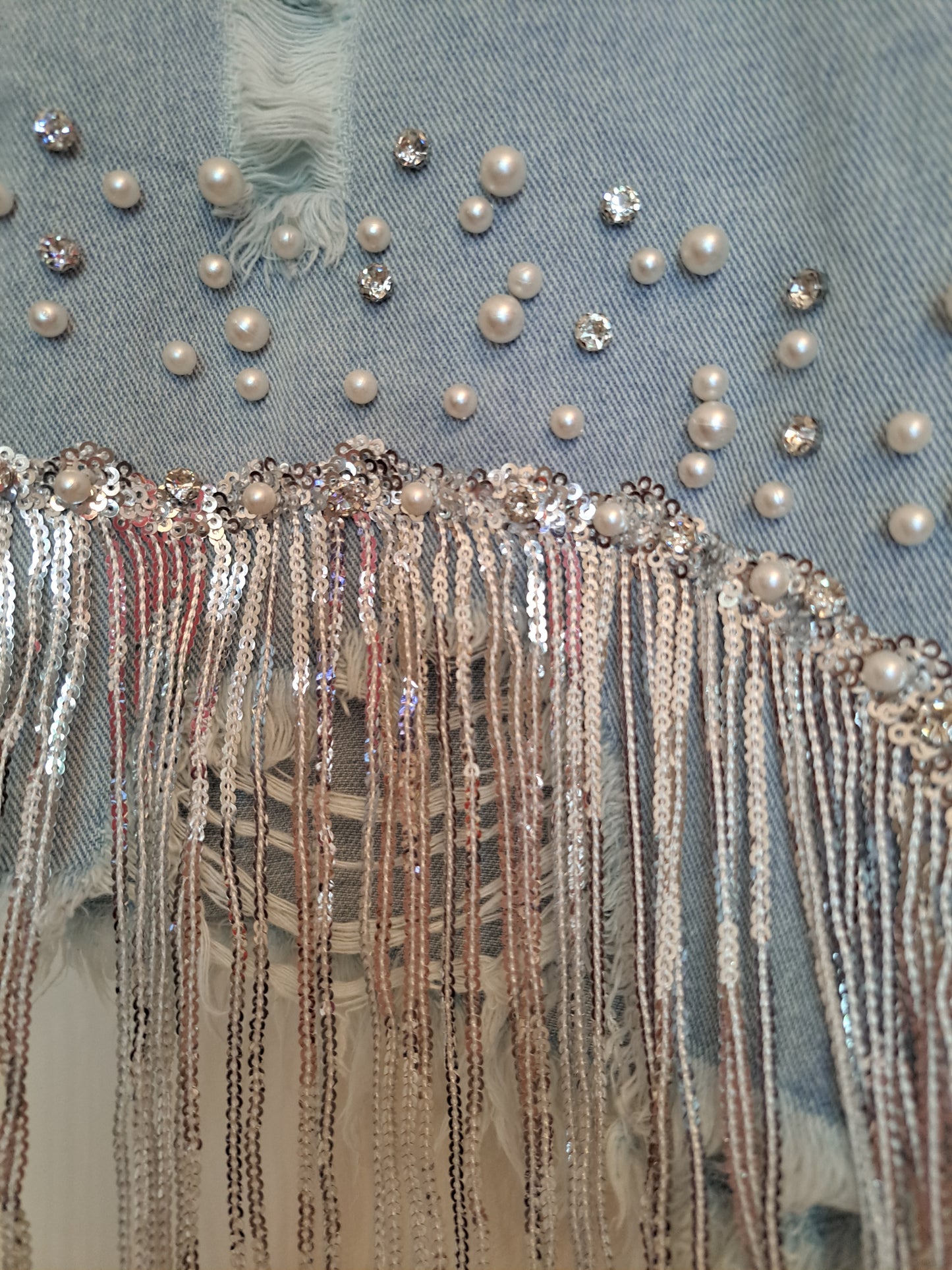 Embellished Denim Shorts