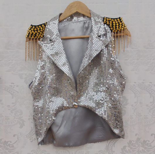 Sequin Waistcoat With Epaulette Shoulders