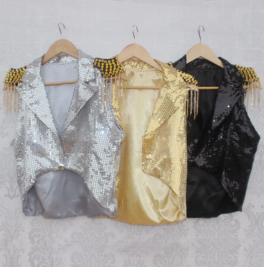 Sequin Waistcoat With Epaulette Shoulders