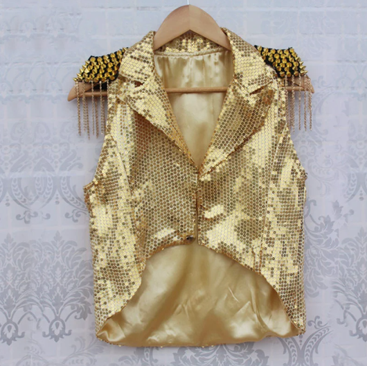 Sequin Waistcoat With Epaulette Shoulders