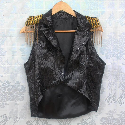 Sequin Waistcoat With Epaulette Shoulders