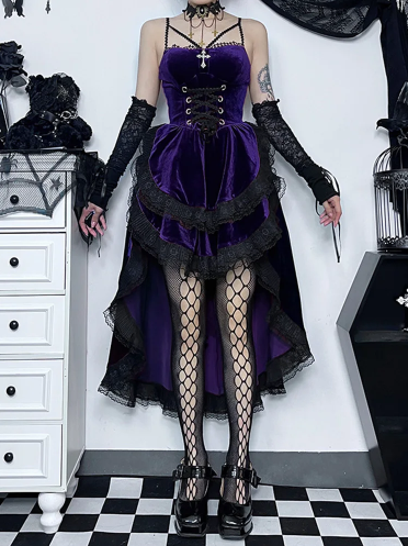 Velvet Gothic Asymmetric Bodice dress