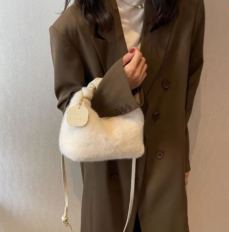 Faux Fur & PU Leather Hand Bag