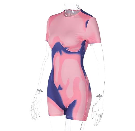 Pink & Lilac Body Print Unitard Romper