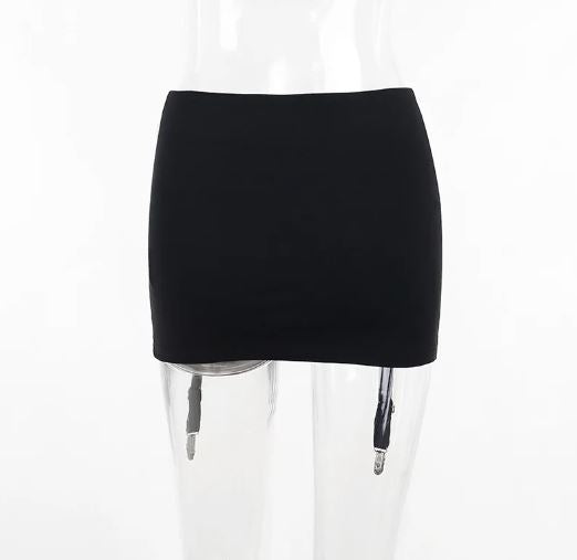 Zip Up Suspender Strap Skeleton Skirt