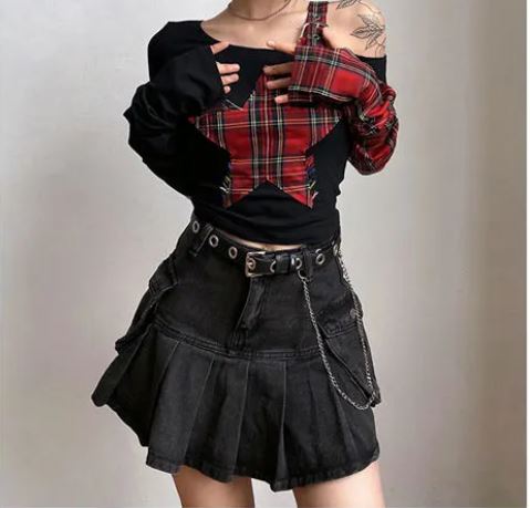 Tartan Star Top With Matching Sleeves