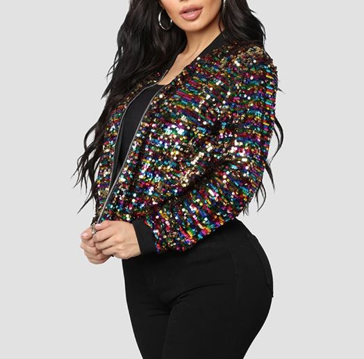 Black glitter bomber outlet jacket