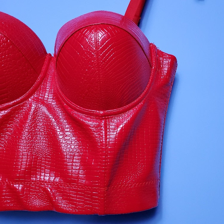 Crocodile Faux Leather Bustier Top