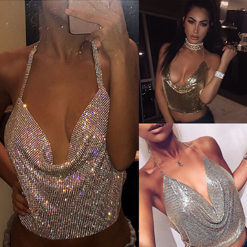 Chainmail Cowell Neck Halter Top
