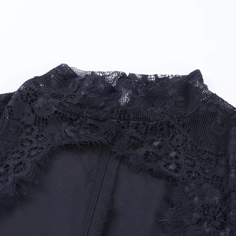 Black Lace Sleeve Bodycon Dress Sweetheart Neckline