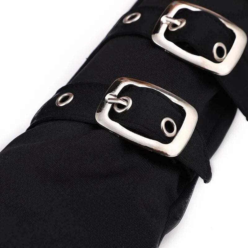 Black Buckle Detail Arm Cuffs