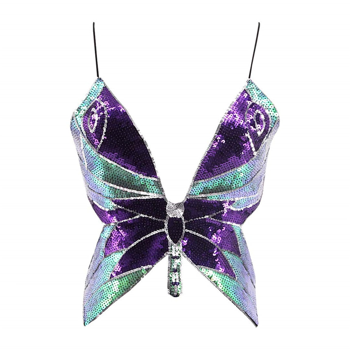 Butterfly Sequin Crop Top
