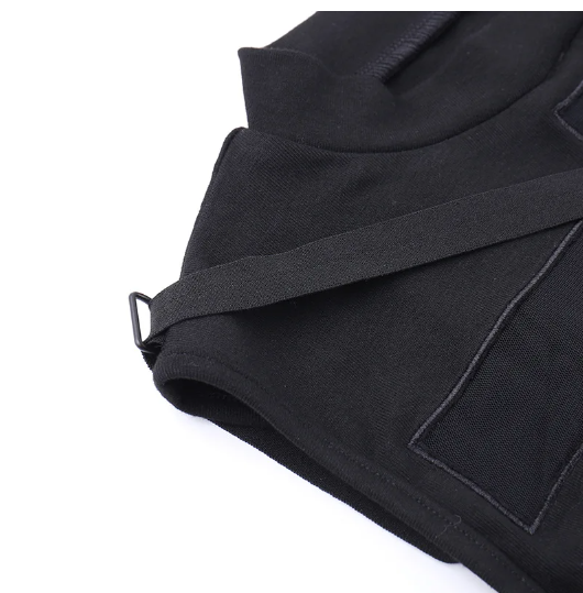 Black Sleeveless Cross Top With Strap Detail