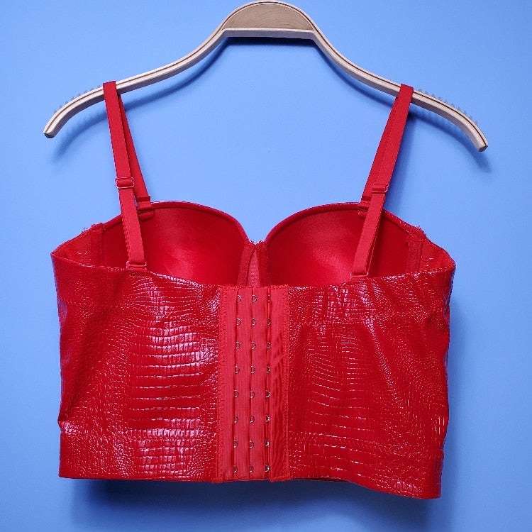 Crocodile Faux Leather Bustier Top