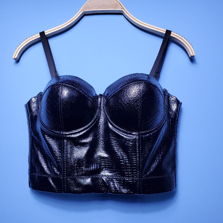Crocodile Faux Leather Bustier Top
