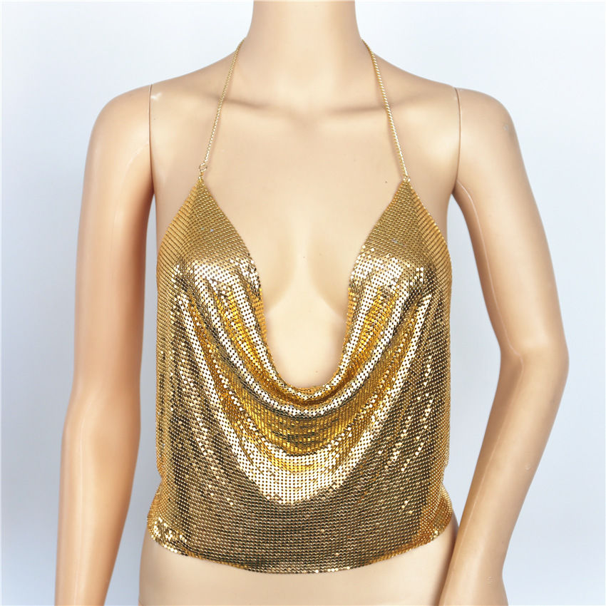 Chainmail Cowell Neck Halter Top