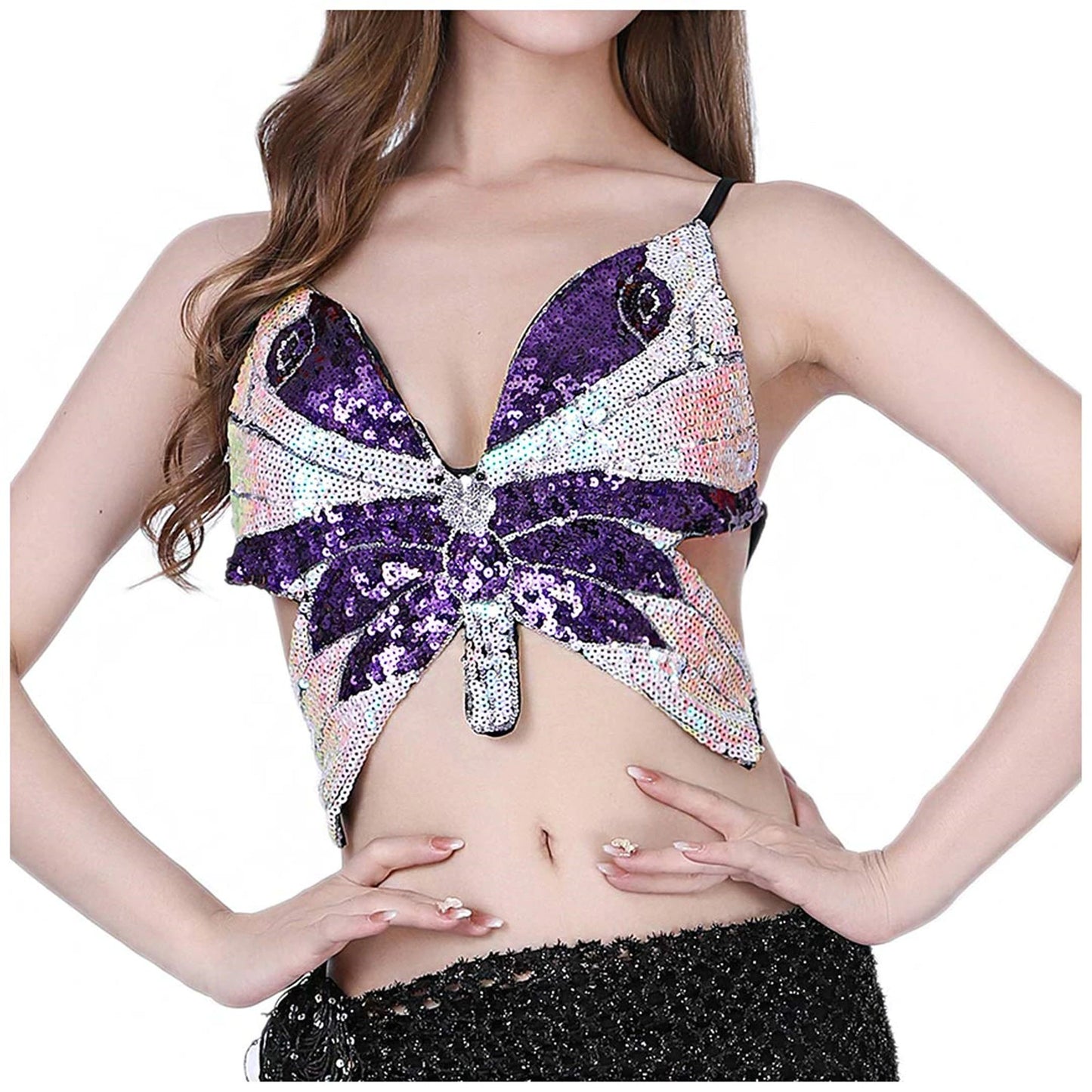 Butterfly Sequin Crop Top