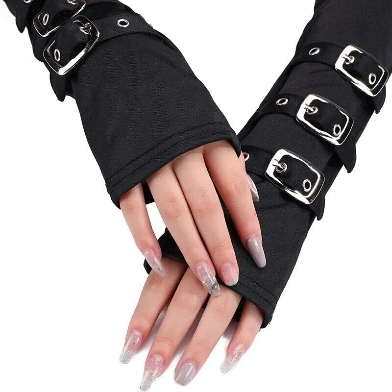 Black Buckle Detail Arm Cuffs