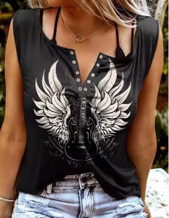 Eagle Wings Guitar Sleeveless T Shirt