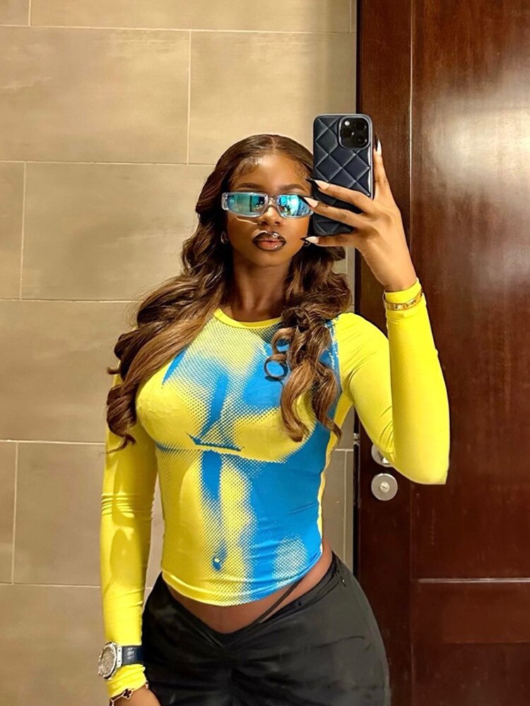 3D Bikini Body Print Long Sleeve Top