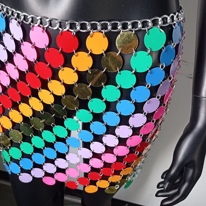 Metal Sequin Disc Skirt