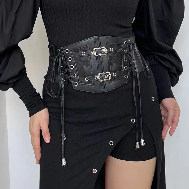 Black Steampunk Decorative Corset Belt