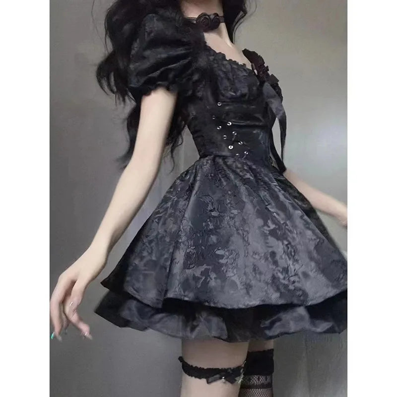 Black Jacquard Off The Shoulder Skater Dress