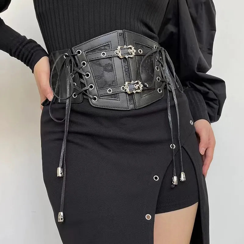 Black Steampunk Decorative Corset Belt