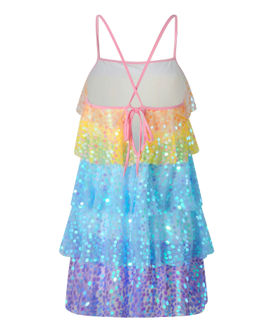 Multicolour Layered Sequin Frilly Dress