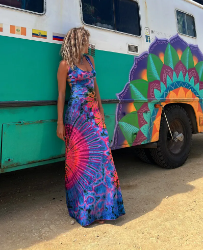 Tie Dye Hippie Maxi Dress