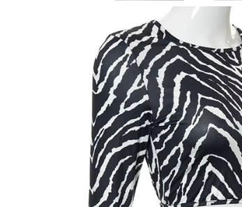 Backless Long Sleeve Zebra Print Top