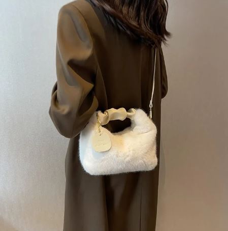 Faux Fur & PU Leather Hand Bag