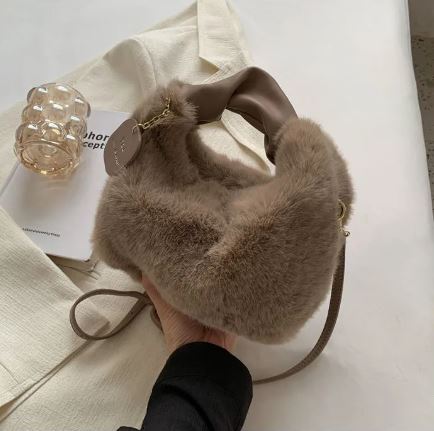 Faux Fur & PU Leather Hand Bag