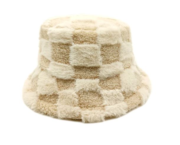 Fluffy Chessboard Bucket Hat