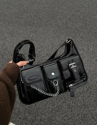 Black Multi Pocket Shoulder Bag