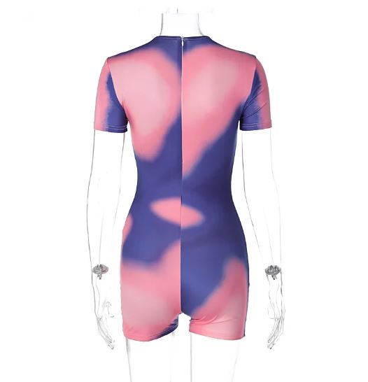 Pink & Lilac Body Print Unitard Romper