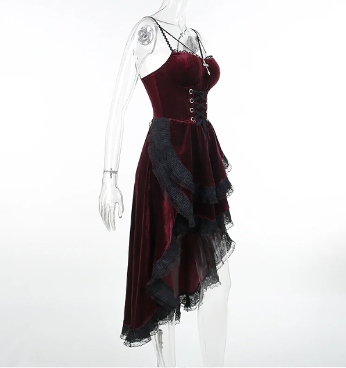 Velvet Gothic Asymmetric Bodice dress