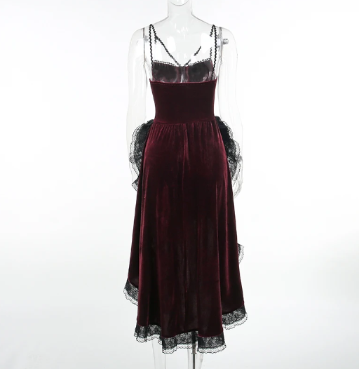 Velvet Gothic Asymmetric Bodice dress