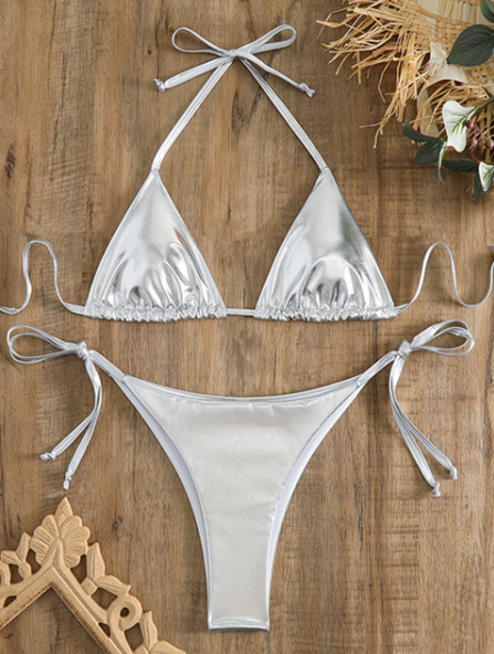 Metallic Triangle Brazilian Bikini