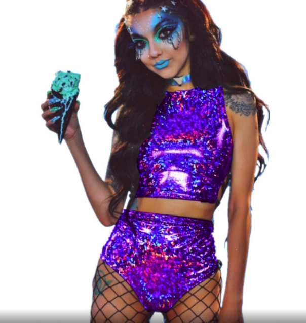 Holographic Shorts and Crop Co Ord