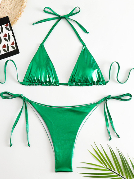 Metallic Triangle Brazilian Bikini