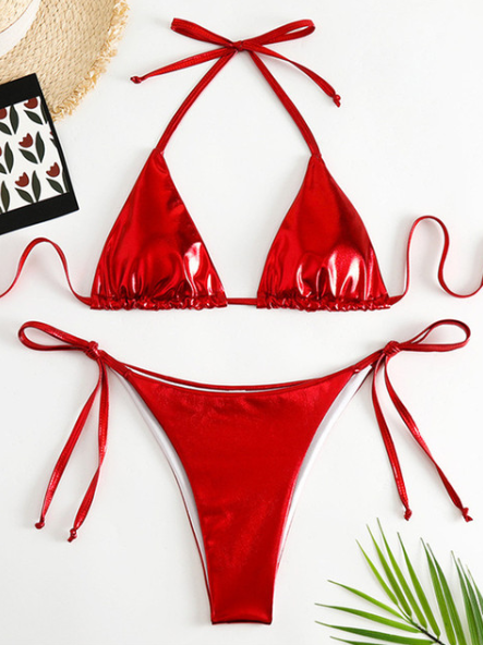 Metallic Triangle Brazilian Bikini
