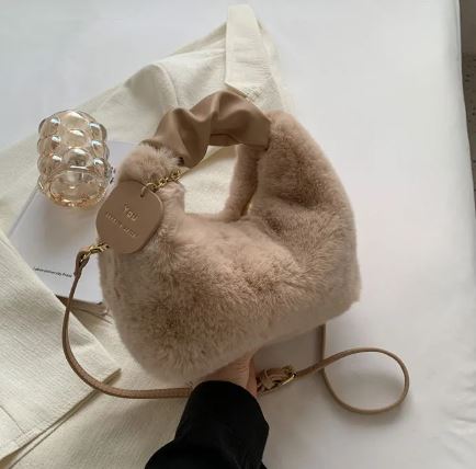 Faux Fur & PU Leather Hand Bag