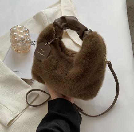 Faux Fur & PU Leather Hand Bag