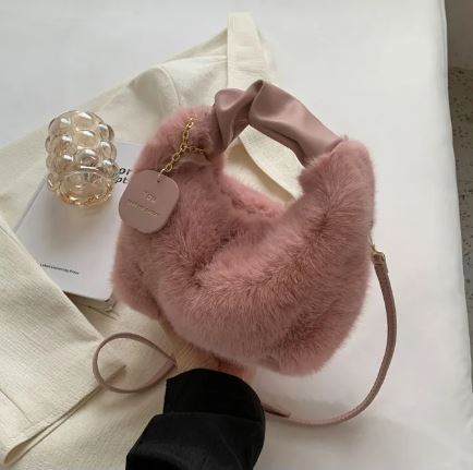 Faux Fur & PU Leather Hand Bag