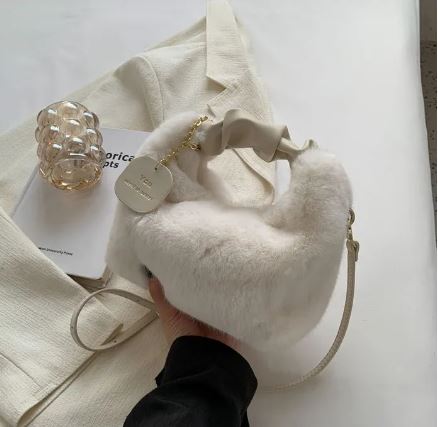 Faux Fur & PU Leather Hand Bag
