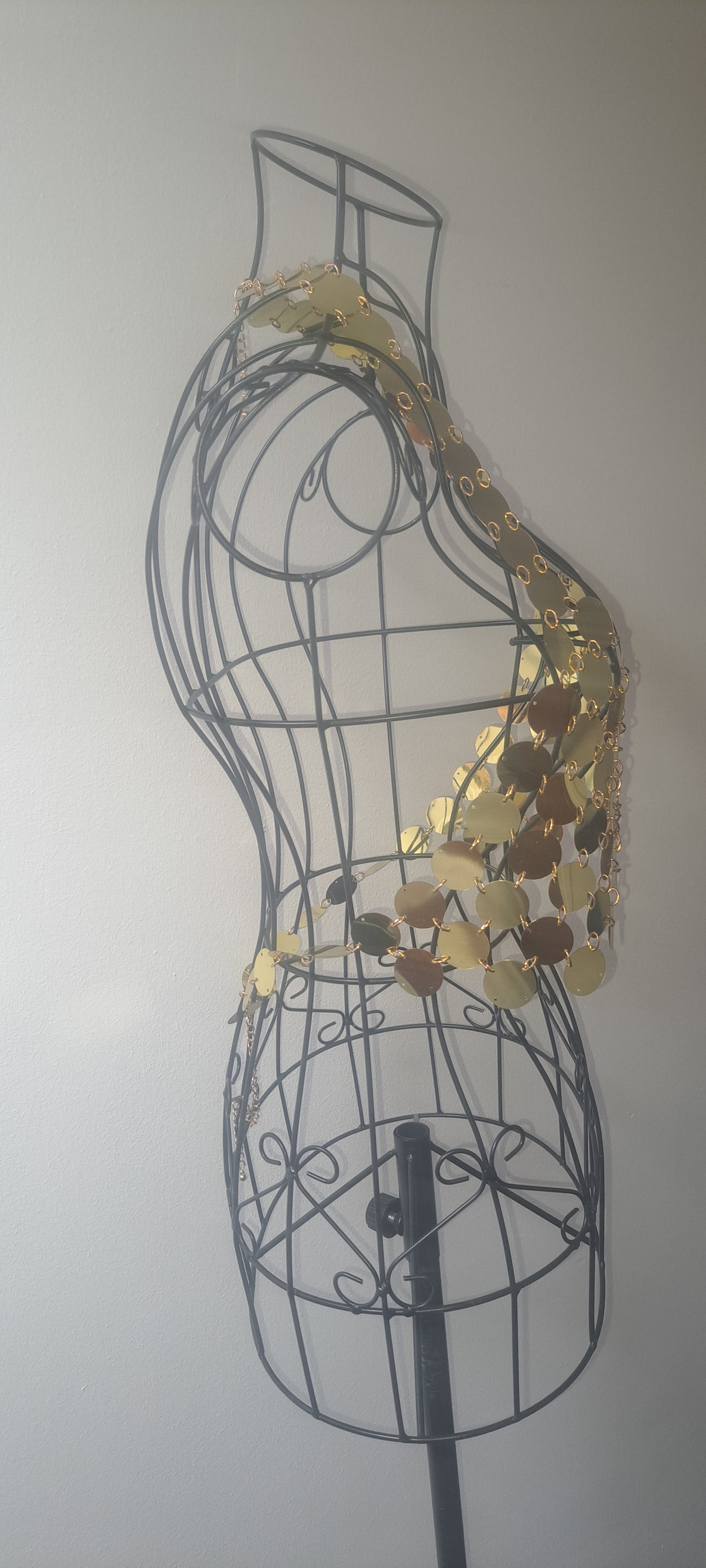 Gold Metal Sequin Disc Top