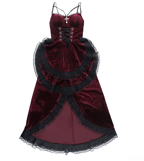 Velvet Gothic Asymmetric Bodice dress
